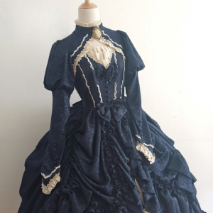 Plus Size Moonlit Britain Navy Long - Hime Lolita