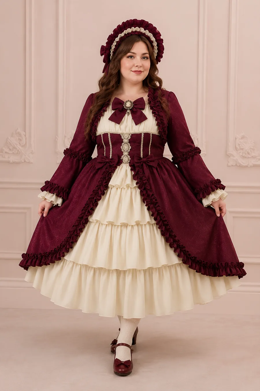 Burgundy Ivory Hime OP Dress