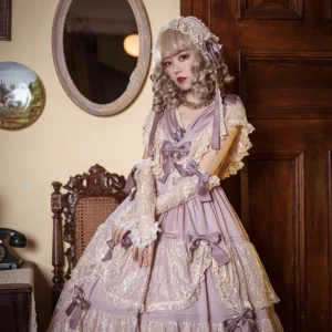Plus Size Antique Lace Pink Purple x Ivory Lace - Classic Lolita