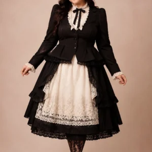 Plus Size Anonymous Invitation Black Top + Short Skirt Set - Gothic Lolita