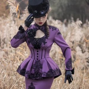Plus Size Anonymous Invitation Purple Top + Big Skirt Set - Gothic Lolita