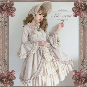 Plus Size Victoria Doll Beige Grey Short OP - Classic Lolita