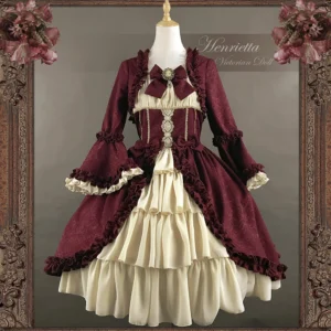 Plus Size Victoria Doll Burgundy Short OP - Classic Lolita