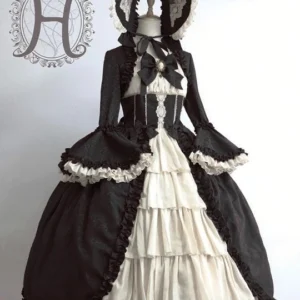 Plus Size Victoria Doll Black Long OP - Classic Lolita