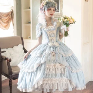 Plus Size Butterfly Forest Light Blue Long - Sweet Lolita