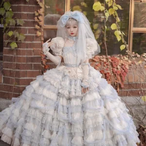Plus Size Moonlight Crystal Blue Top + Long + Short Skirts - Sweet Lolita