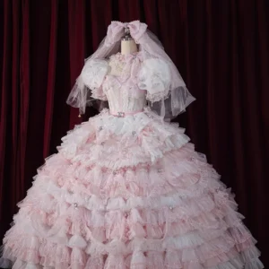 Plus Size Moonlight Crystal Pink Top + Long + Short Skirts - Sweet Lolita