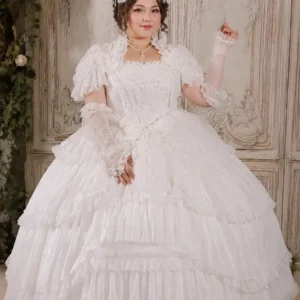 Plus Size Moonlight Crystal White Top + Long + Short Skirts - Sweet Lolita