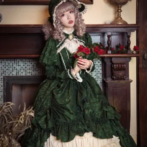 Plus Size Moonlit Britain Deep Green Short - Hime Lolita