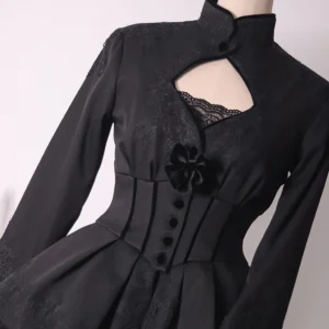 Plus Size Anonymous Invitation Black Top + Short Skirt Set - Gothic Lolita