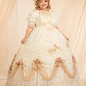 Plus Size Rose Majesty Pure Ivory Dress Set - Classic Lolita