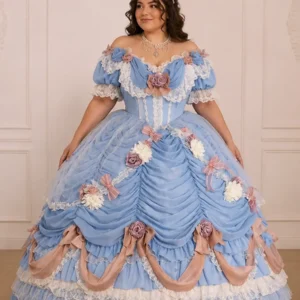 Plus Size Rose Majesty Sky Blue Dress Set - Classic Lolita
