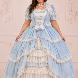 Plus Size Butterfly Forest Light Blue Long - Sweet Lolita